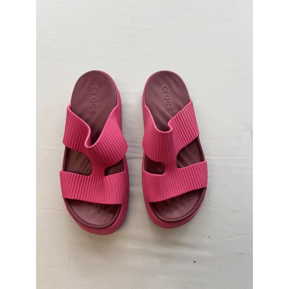 Crocs Unisex Kids Classic Cozzzy Slide Sandals Pink Maroon Size J9 J10
